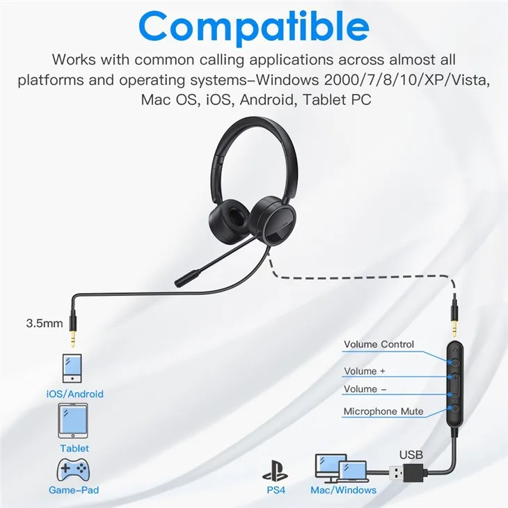 Office Wired Headphones For Computer