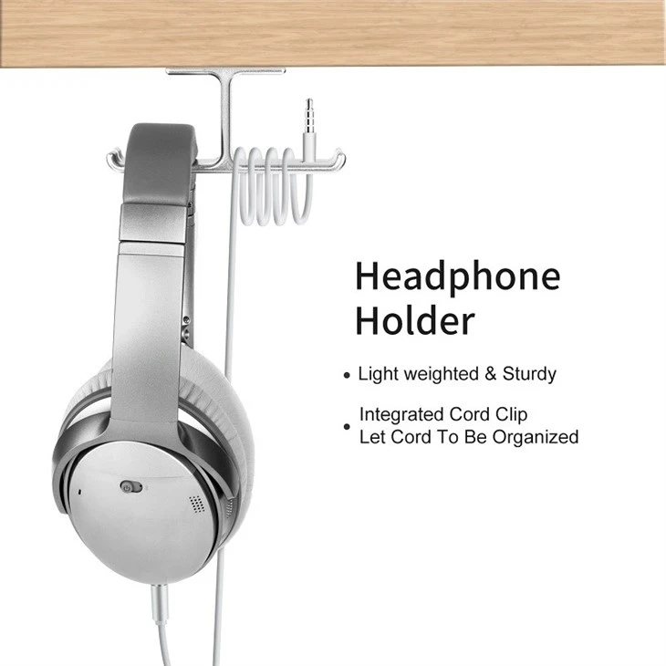 Silver Headset Stand Under Desk